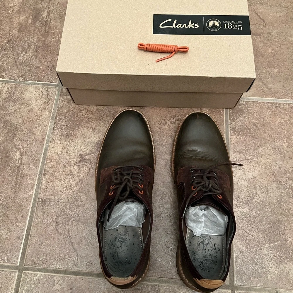 Clarks Pitney Walk Dark Brown Leather Oxford Ortho Lite Men’s US 8.5